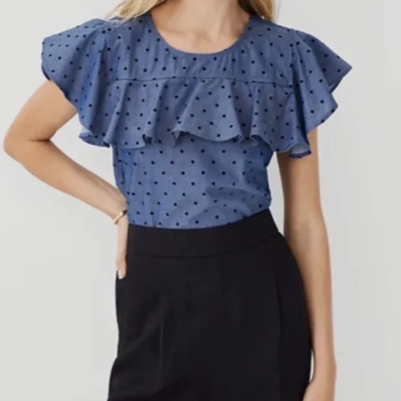Last chance Ann Taylor flouncy cotton ruffle blouse - Picture 2 of 7